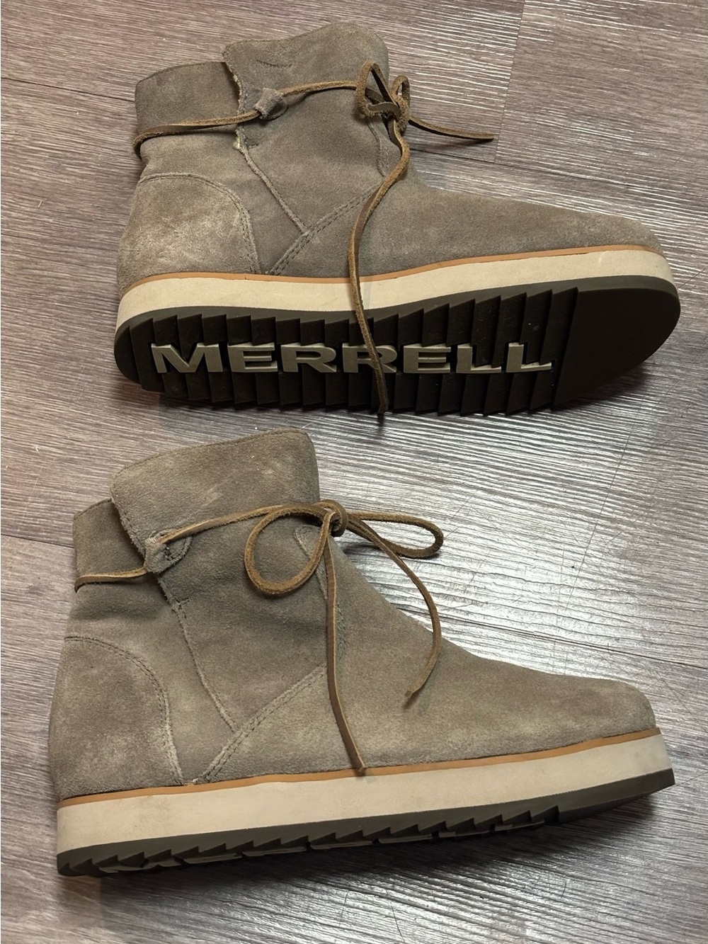 Merrell Juno Bluff Polar Waterproof Boots Suede Boulder Gray NWOT 8.5 - Picture 4 of 12